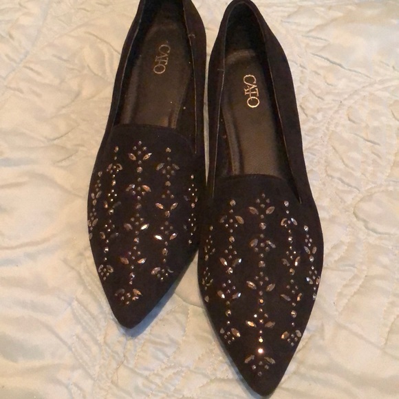 Black flats with rhinestone details - Picture 1 of 5